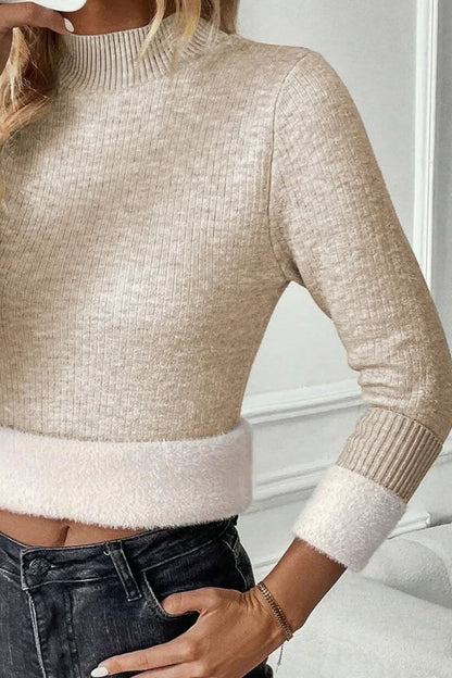 Cozy mock neck long sleeve pullover sweater