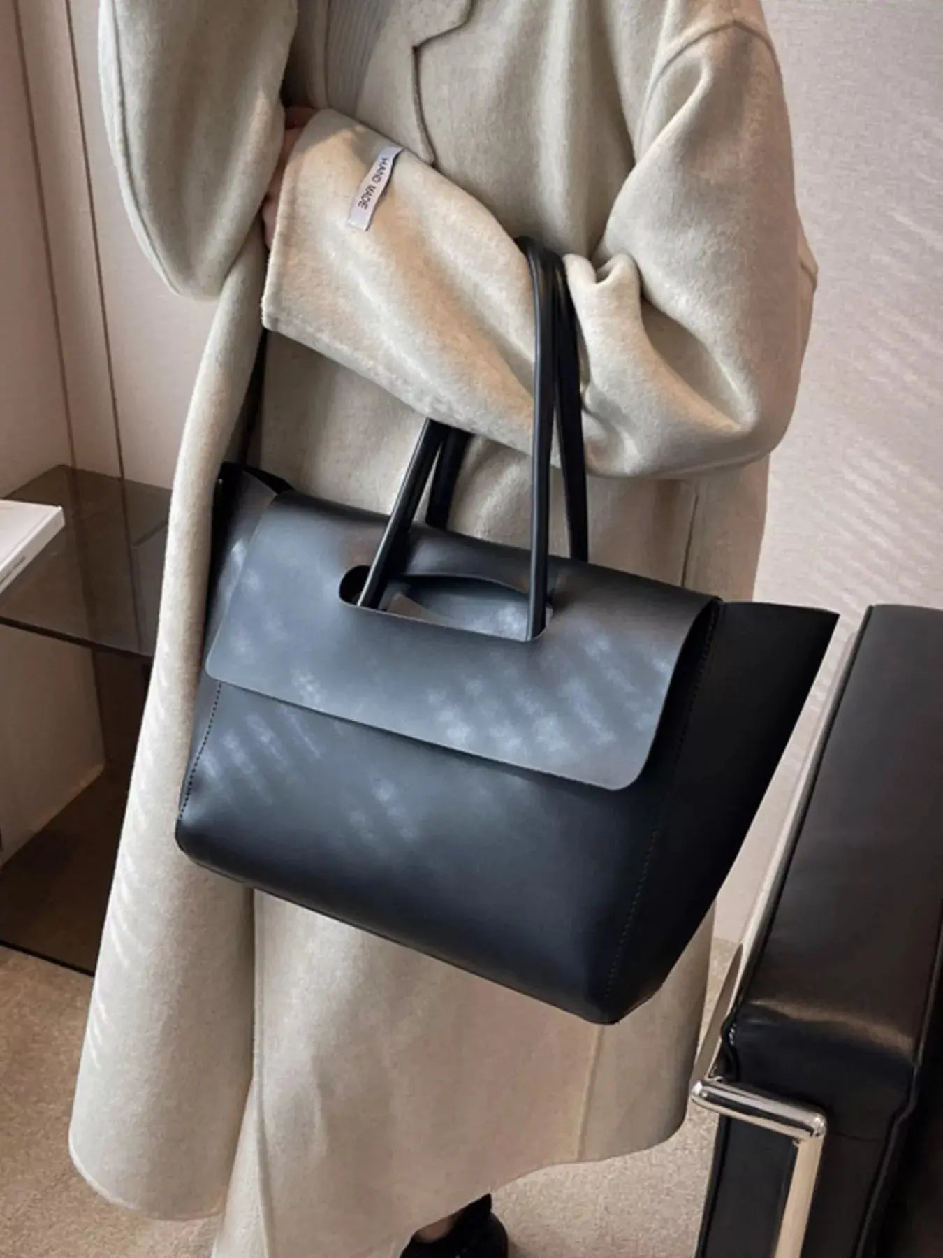 Solid Color Leather Handbag Simply Love