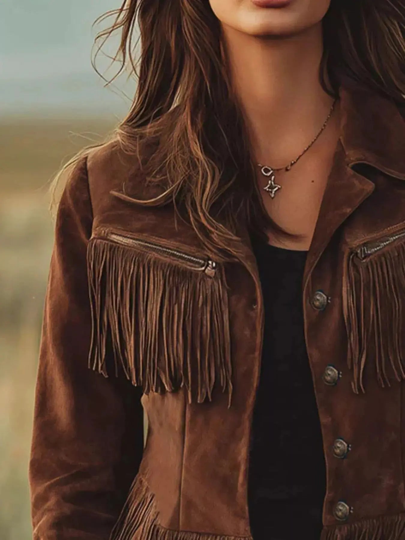 Suede Fringe Button Up Jacket Simply Love