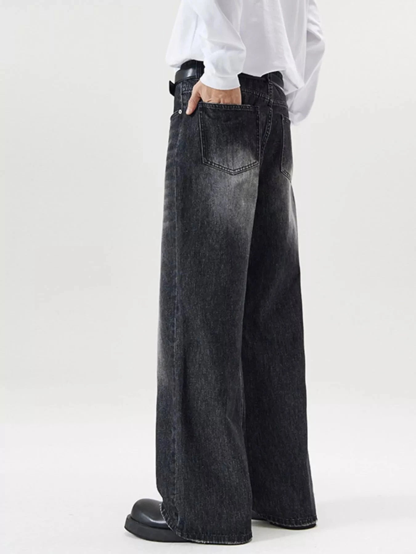 Mens Full Size Washed Wide Leg Jeans For Plus Size Simply Love