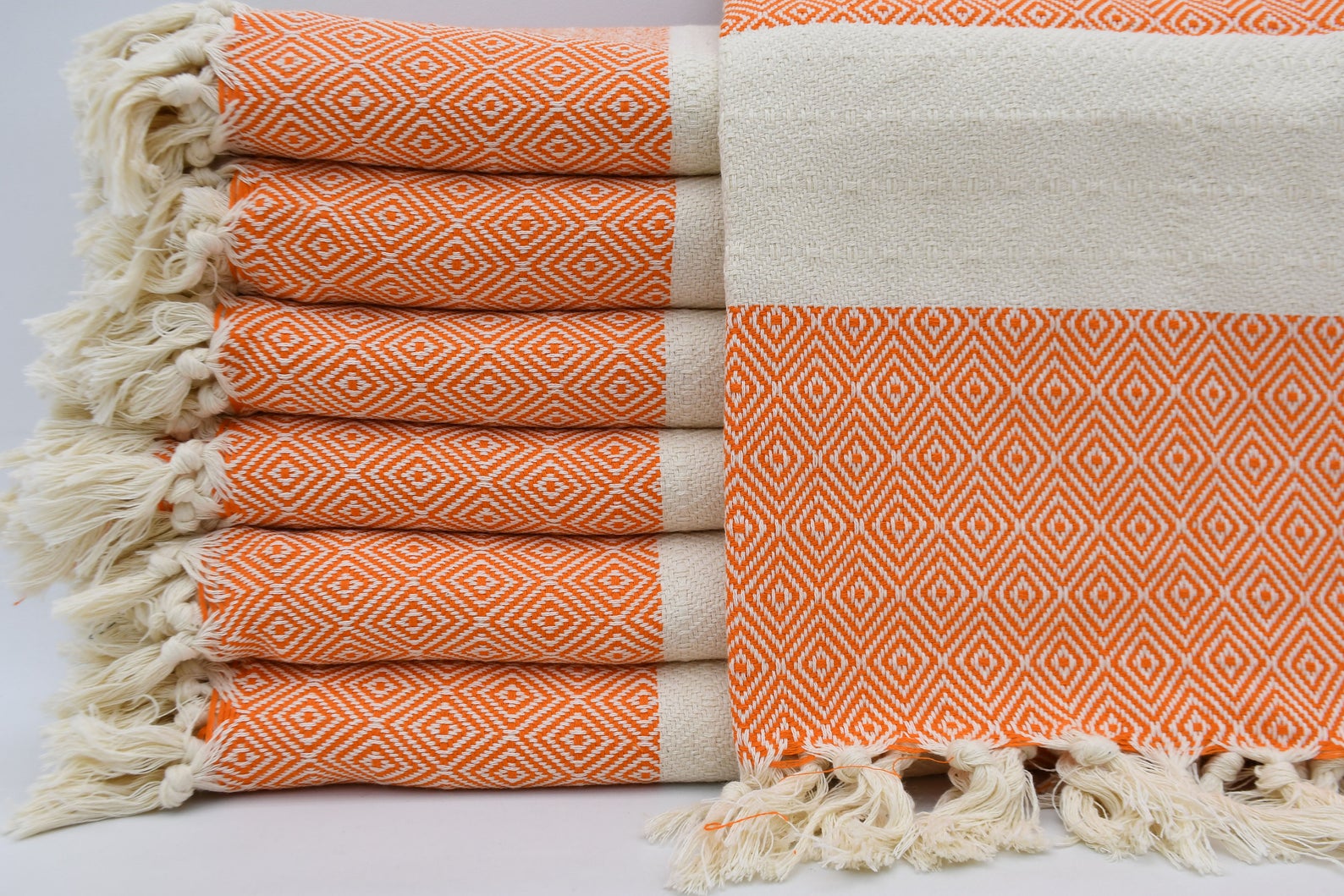 Venice Orange Turkish Towel 100 Percent Cotton 40 Inch by 70 Inch Quick Dry Sand Resistant Eco Friendly Beach Bath Blanket - Love Salve 
