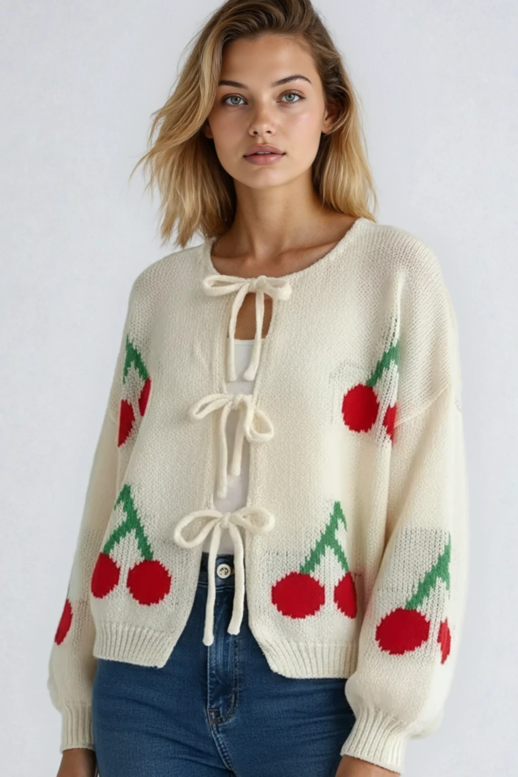 Front tie cherry cardigan Miss Sparkling