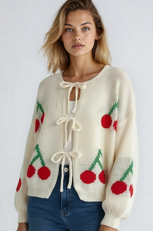 Front tie cherry cardigan Miss Sparkling