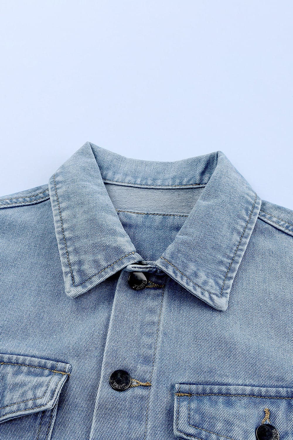 Button Down Collared Denim Jacket.