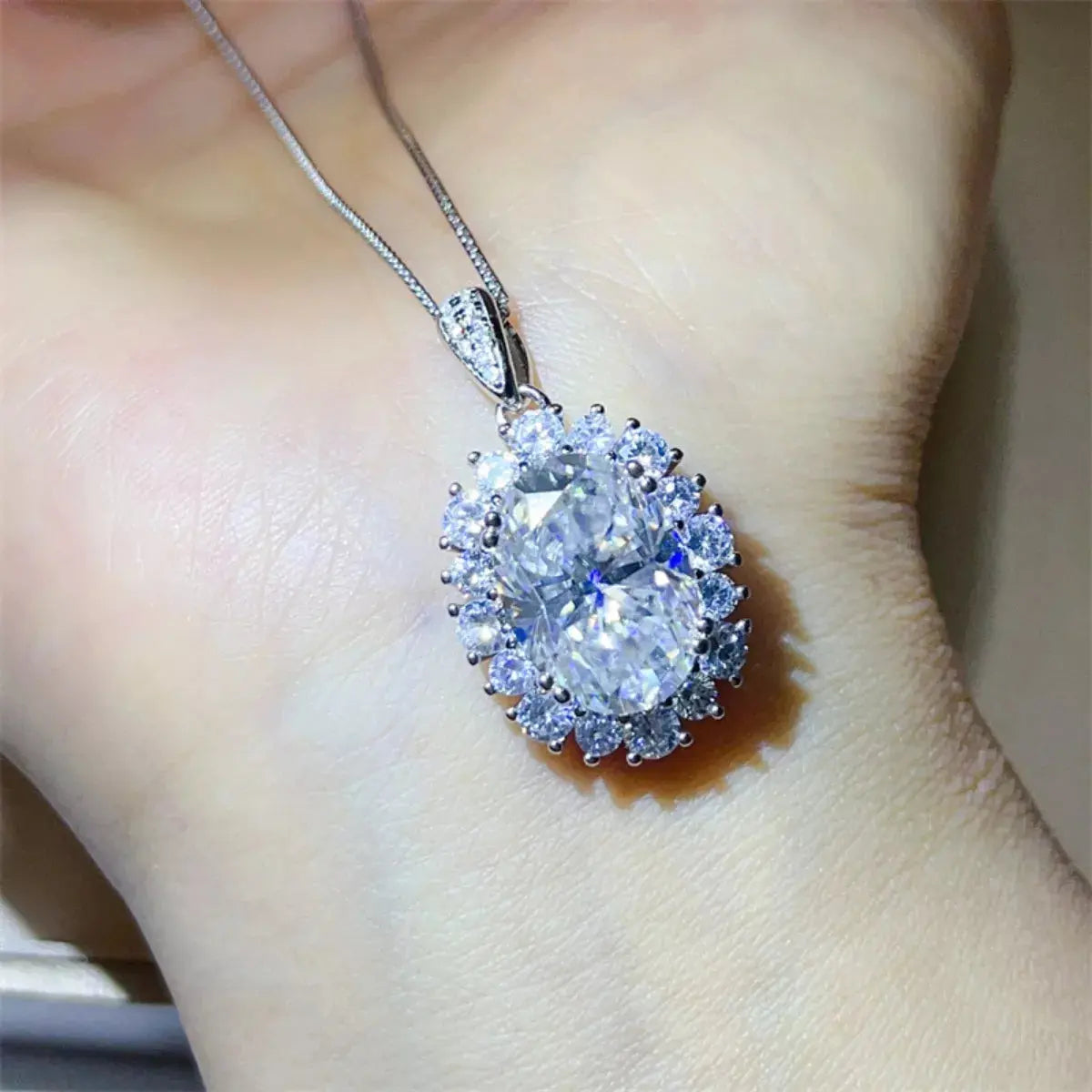 8 Carat Moissanite 925 Sterling Silver Pendant Necklace Simply Love
