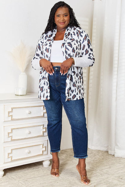 Double Take Leopard Long Sleeve Cardigan.