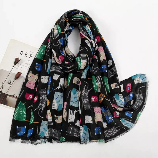 Cat Print Lightweight Scarf Simply Love