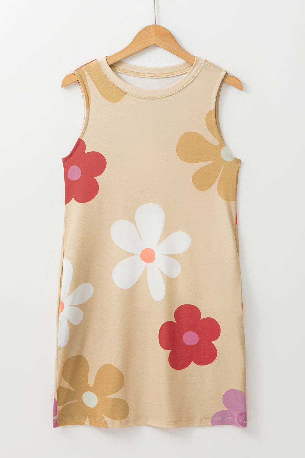 Floral charm tank dress in apricot daisy print