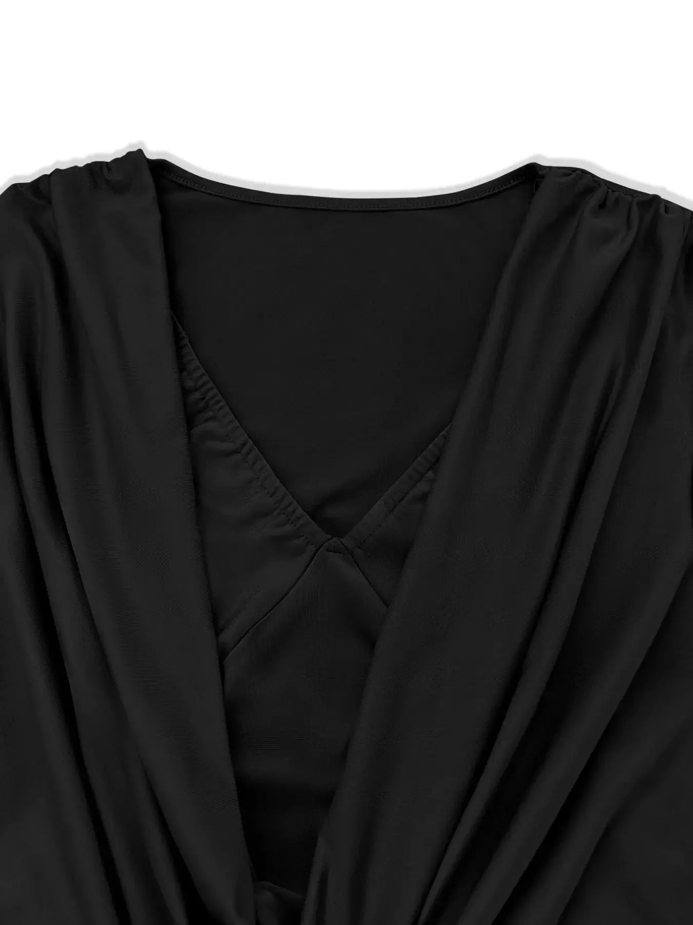 Draped V-Neck Long Sleeve Bodycon Mini Dress Simply Love