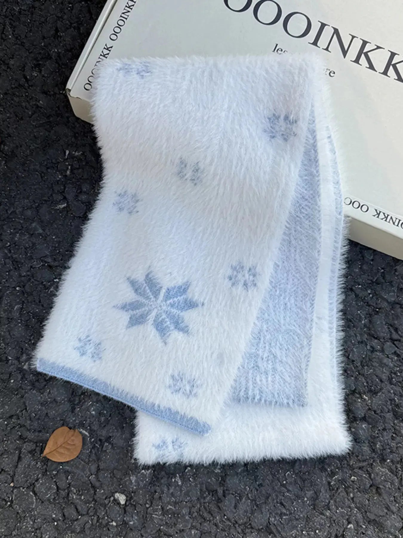Fluffy Snowflake Pattern Winter Scarf Simply Love