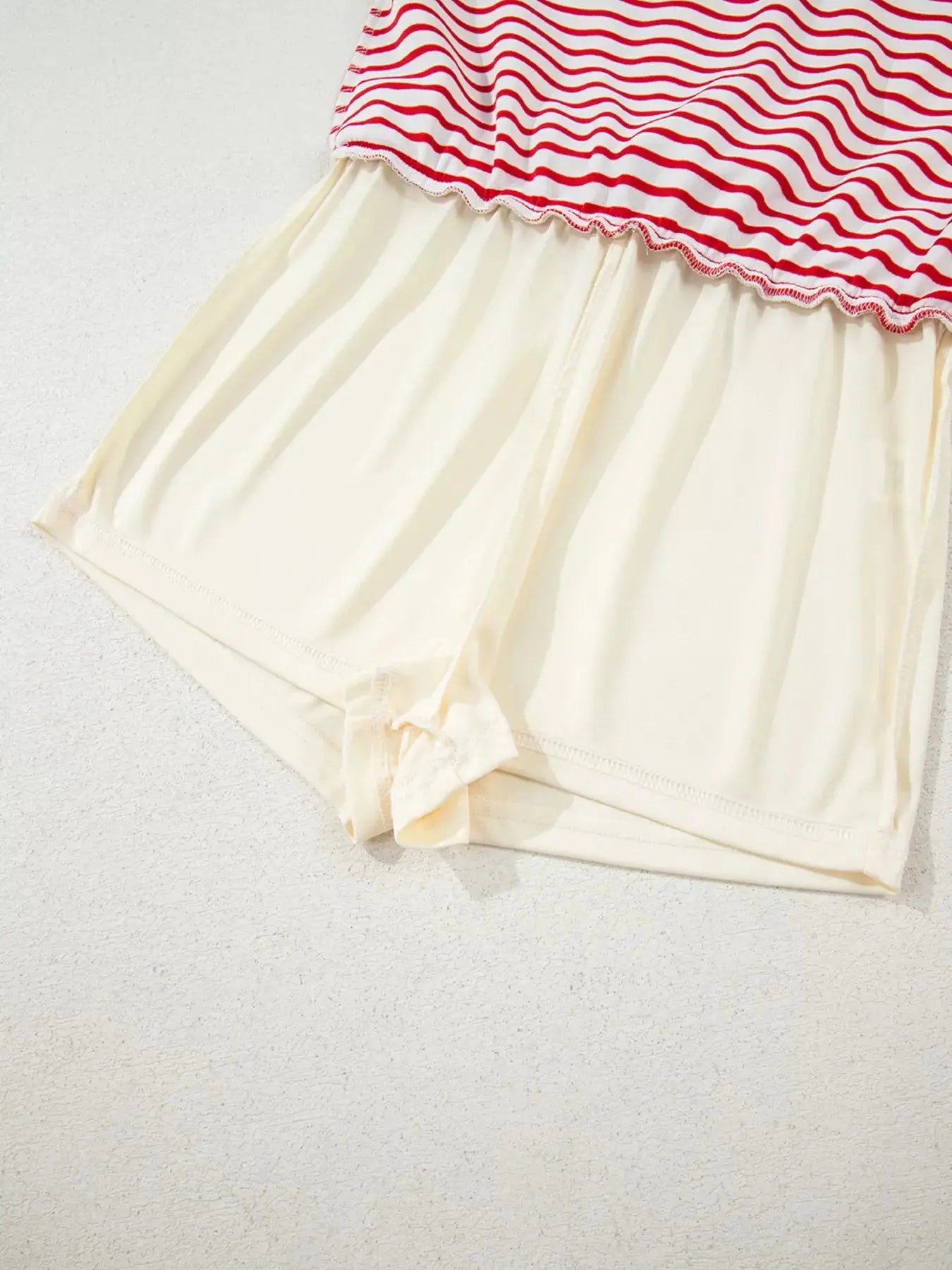 Stripe Collared V Neck Drop Shoulder Pullover and Skort 2pcs Outfit Simply Love