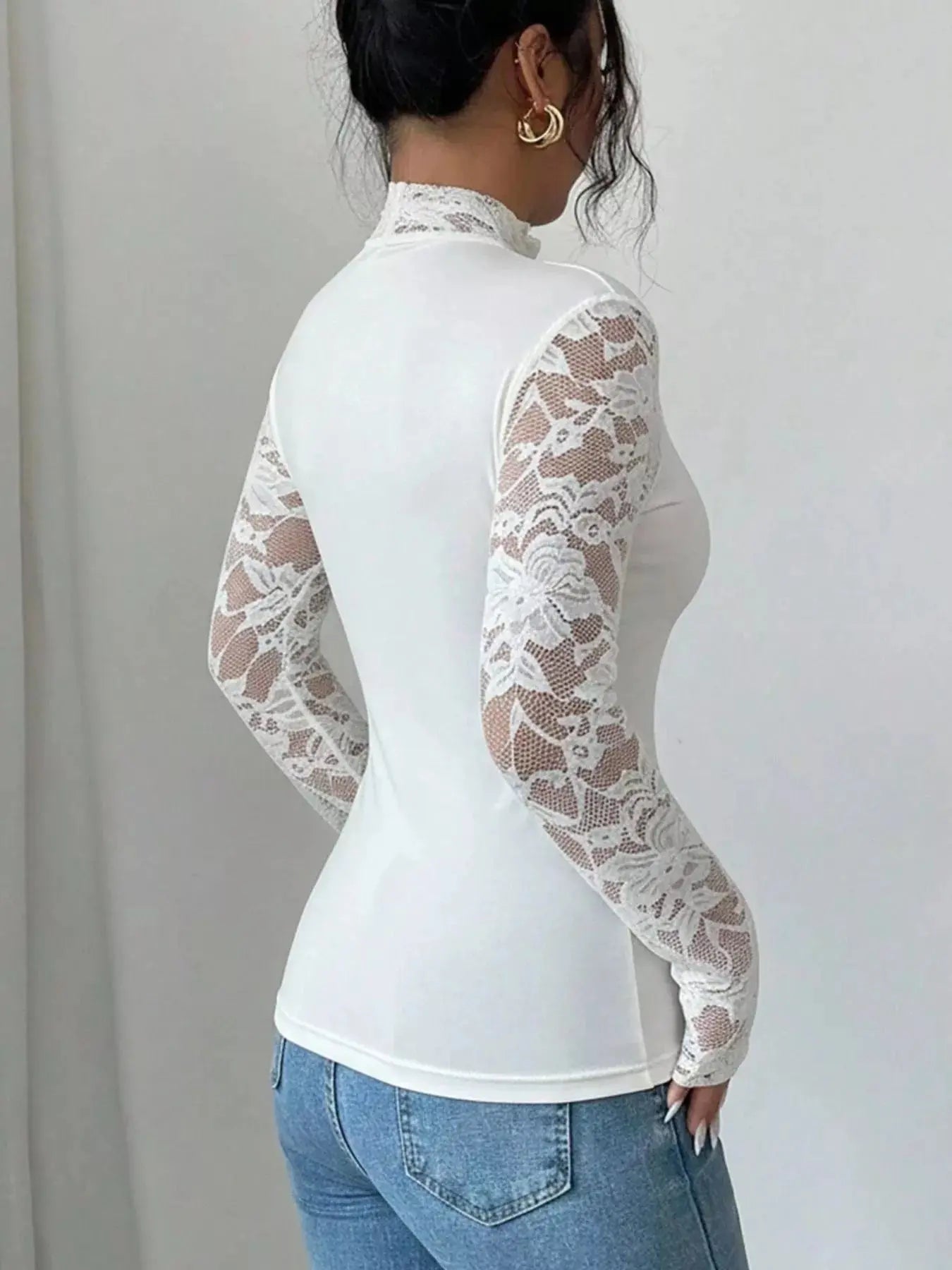 Lace Sleeve Long Sleeve T-Shirt Simply Love