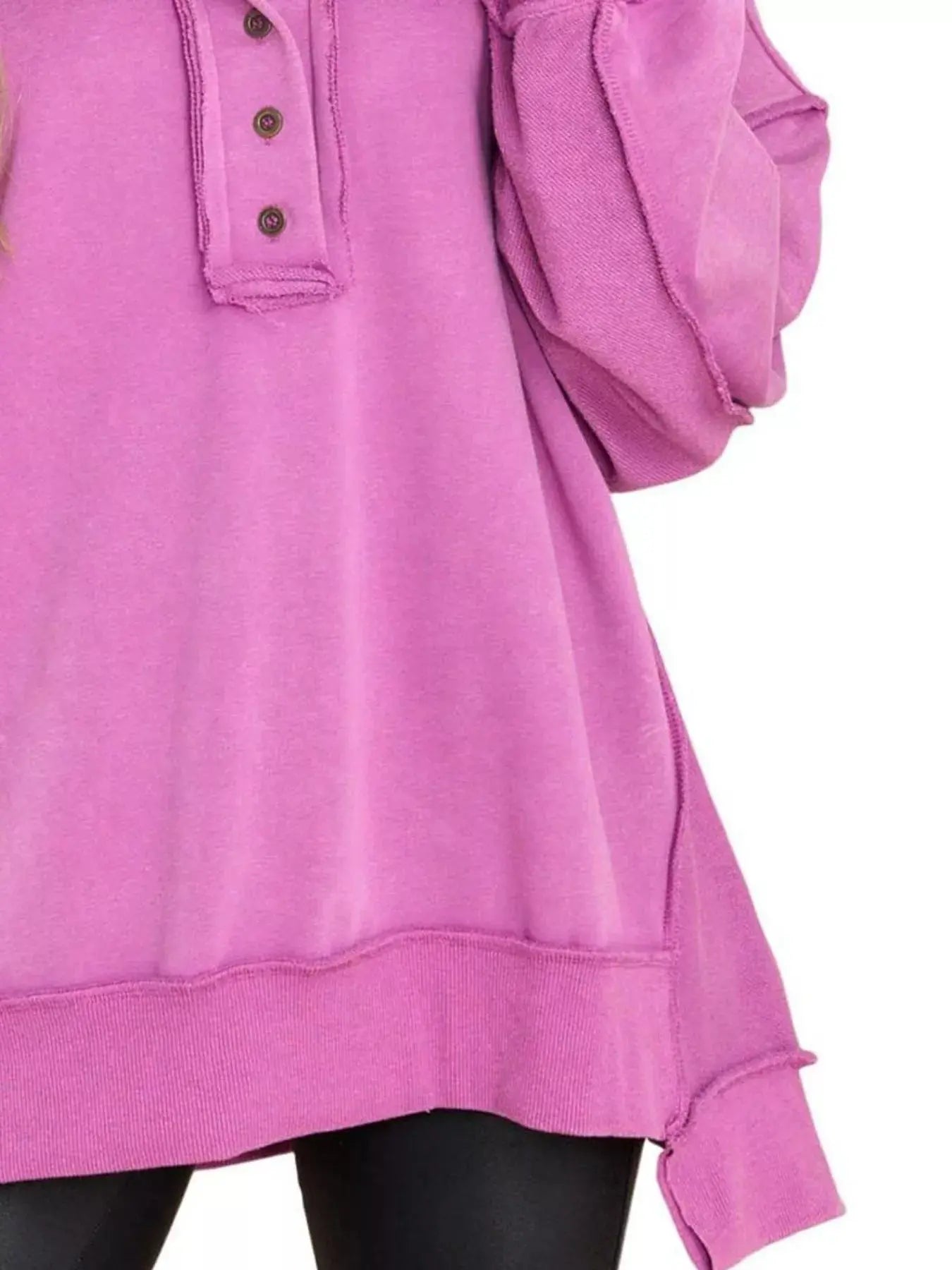 Half Snap Long Sleeve Sweatshirt Simply Love