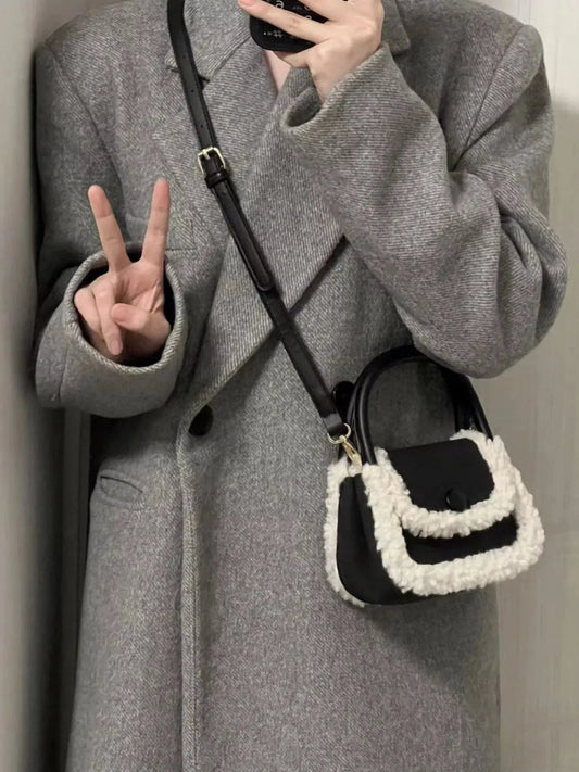 Fluffy Trim Mini Crossbody Bag With Plush Exterior Imported Simply Love