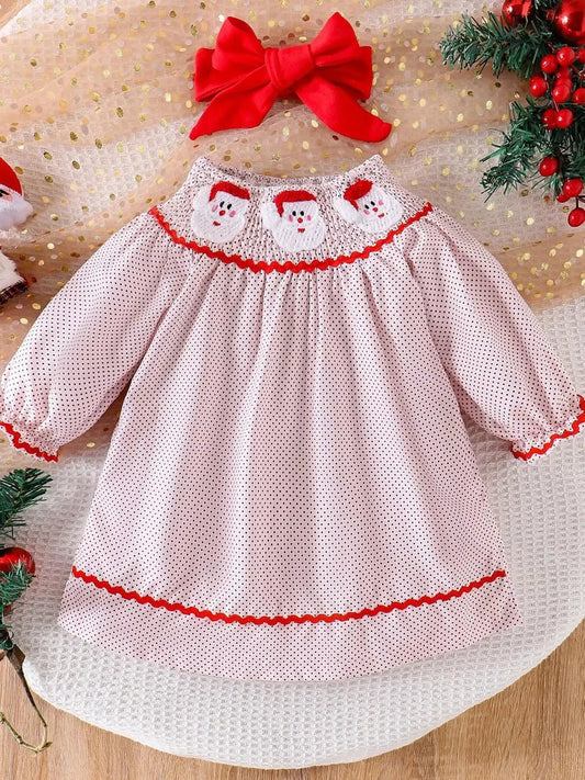 Children's Christmas Santa Embroidered Dress Simply Love