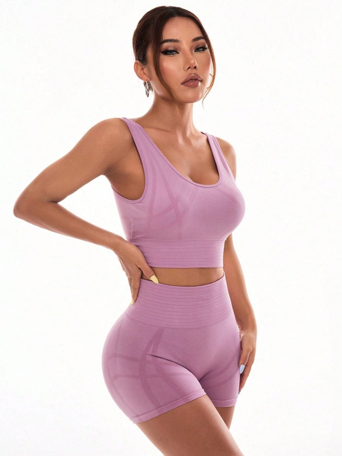 Scoop Neck Wide Strap Top and Shorts Active Set.