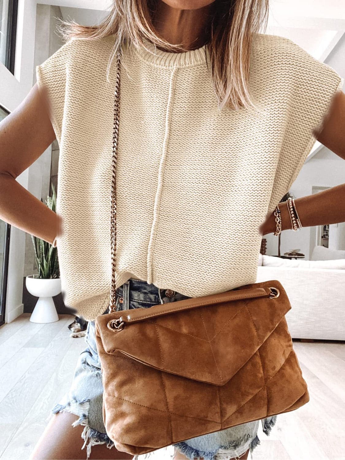 Cap Sleeve Sweater Vest.