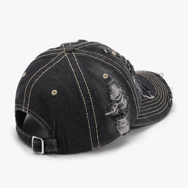 Distressed Adjustable Cotton Baseball Cap.