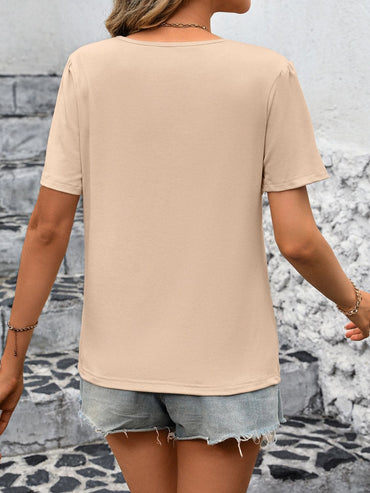 Round Neck Short Sleeve Top.