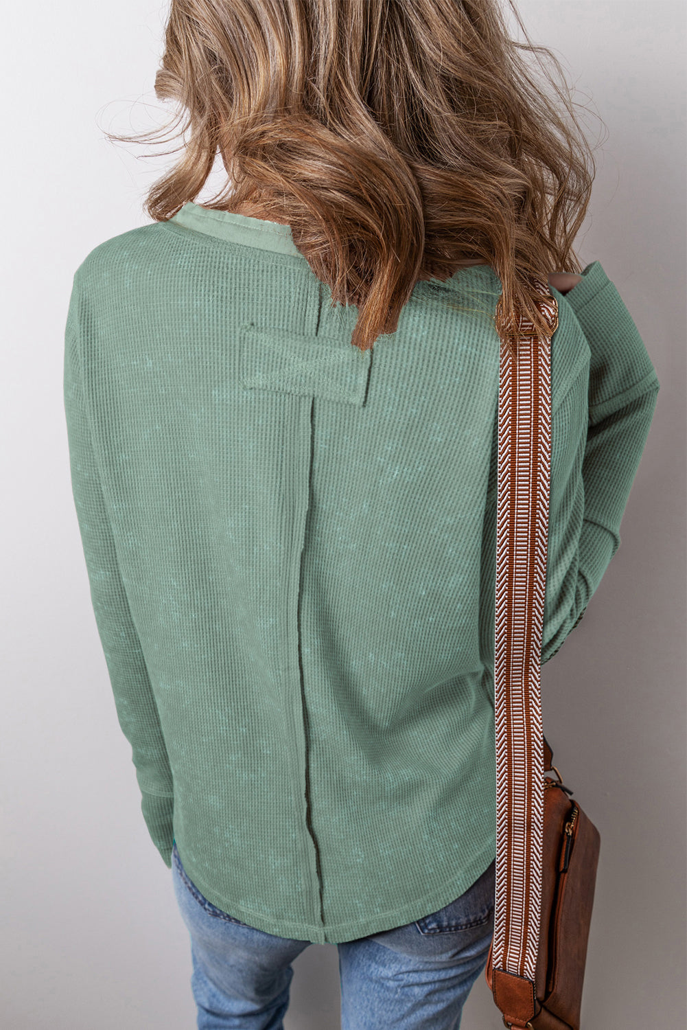 Trendy smoke green buttoned top