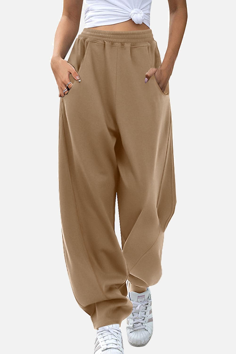 Elastic Waist Sweatpants with Pockets.