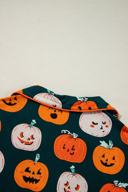 Festive orange Halloween short sleeve pajama set