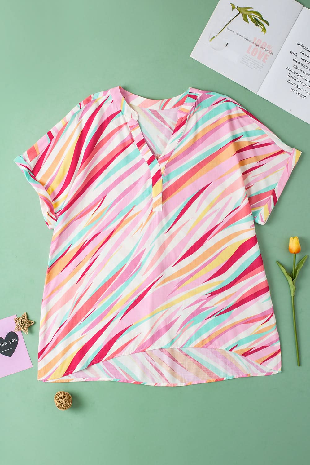 Chic plus-size abstract top, white - Love Salve 