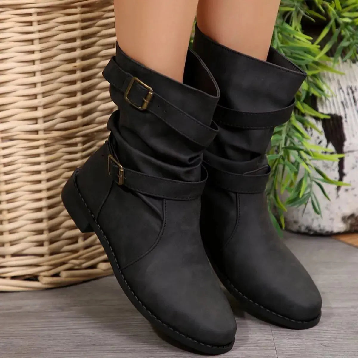 Buckled Low Heel Boots Simply Love
