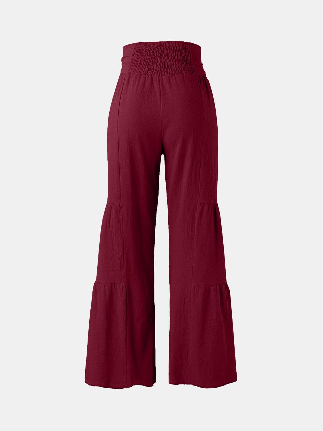 Tied Ruched Wide Leg Pants.