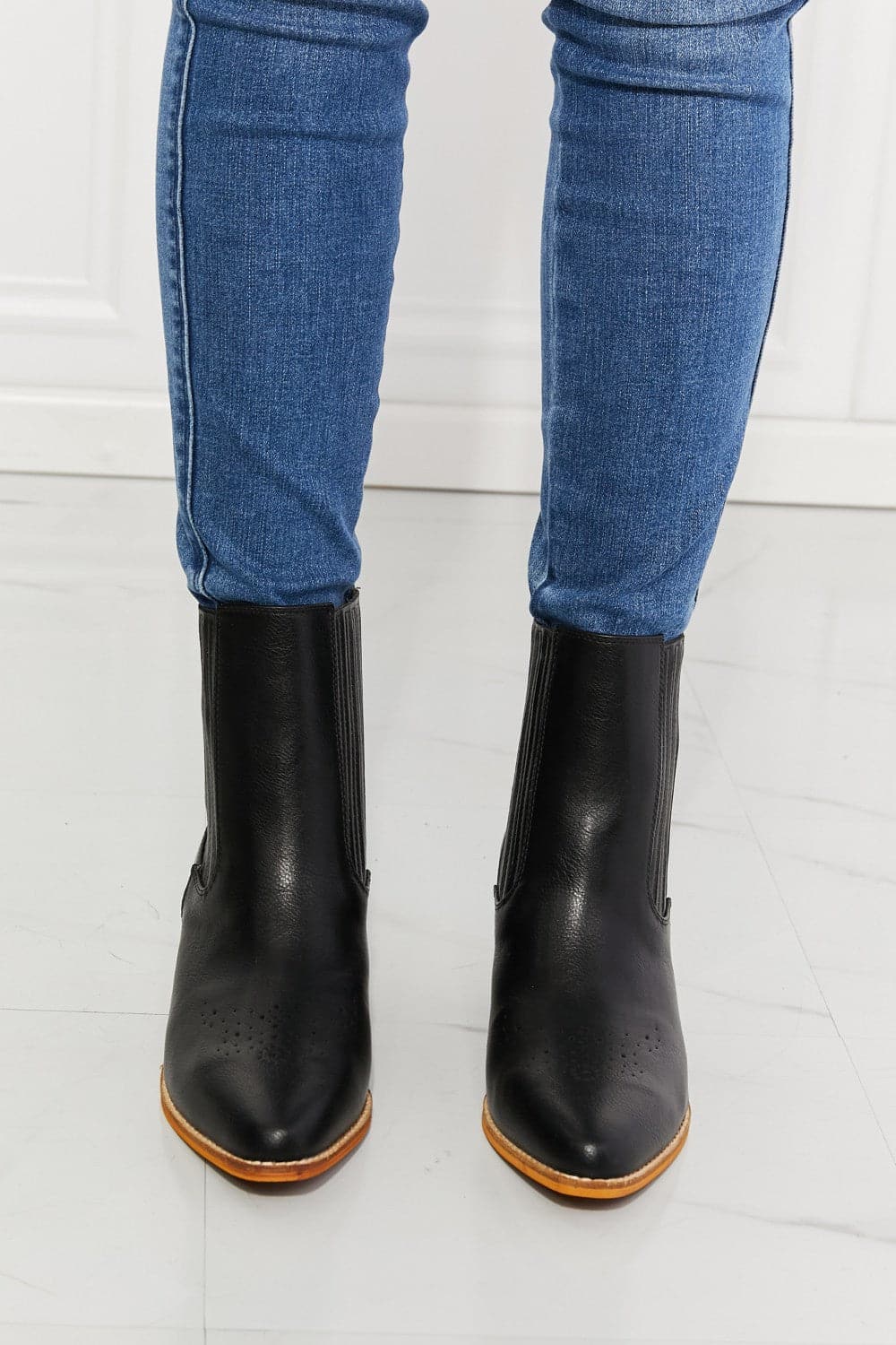 MMShoes Love the Journey Stacked Heel Chelsea Boot in Black.