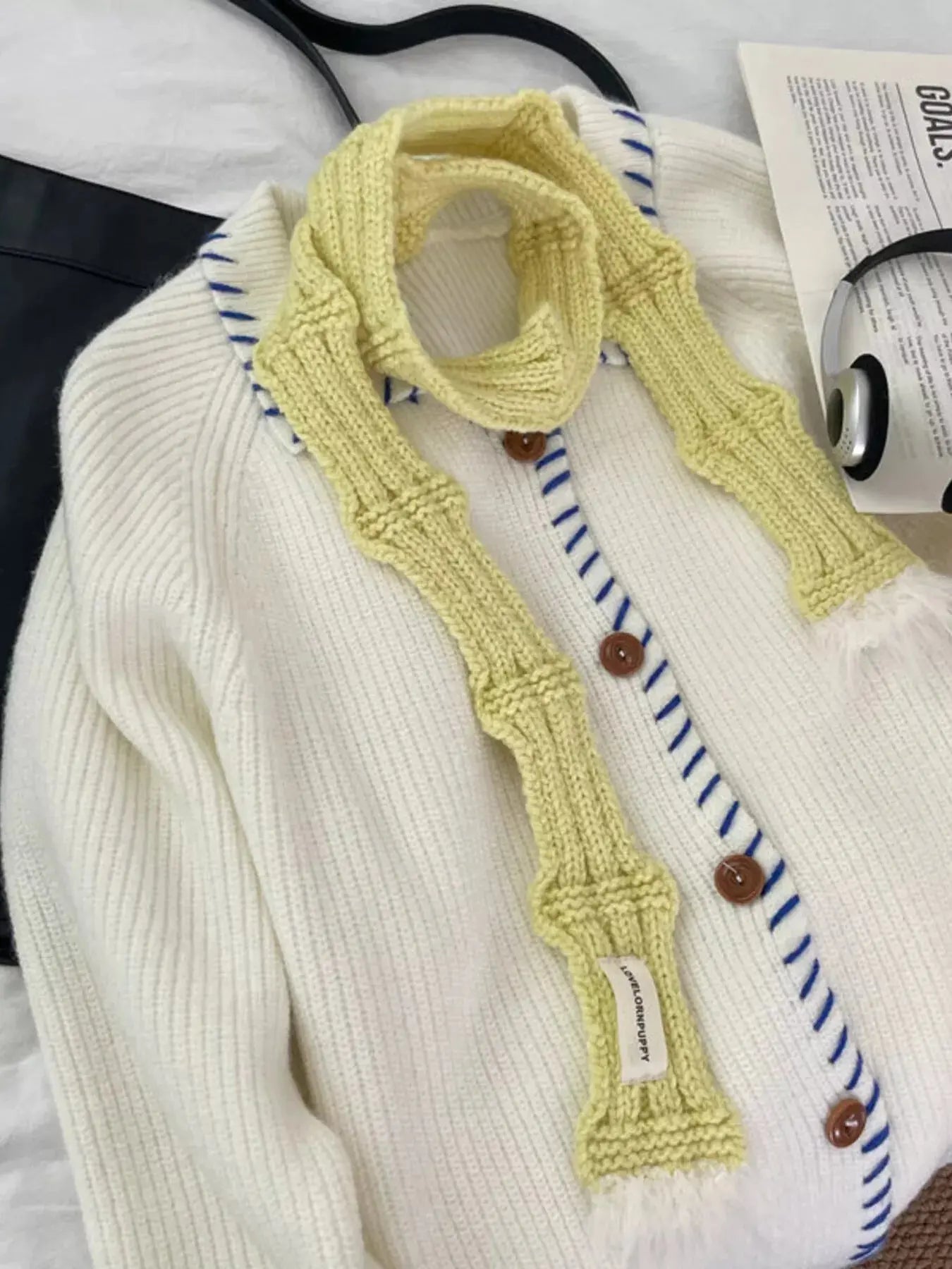 Knitted Plush Trim Scarf Simply Love