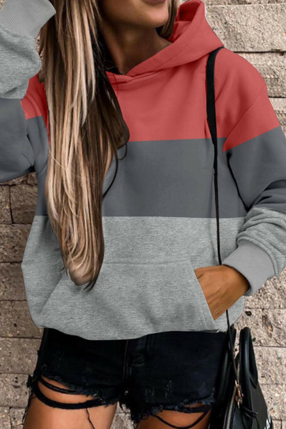 Color Block Dropped Shoulder Sweatshirt.