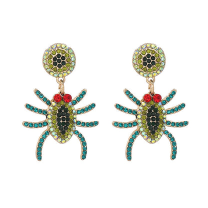 Sparkling alloy spider earrings