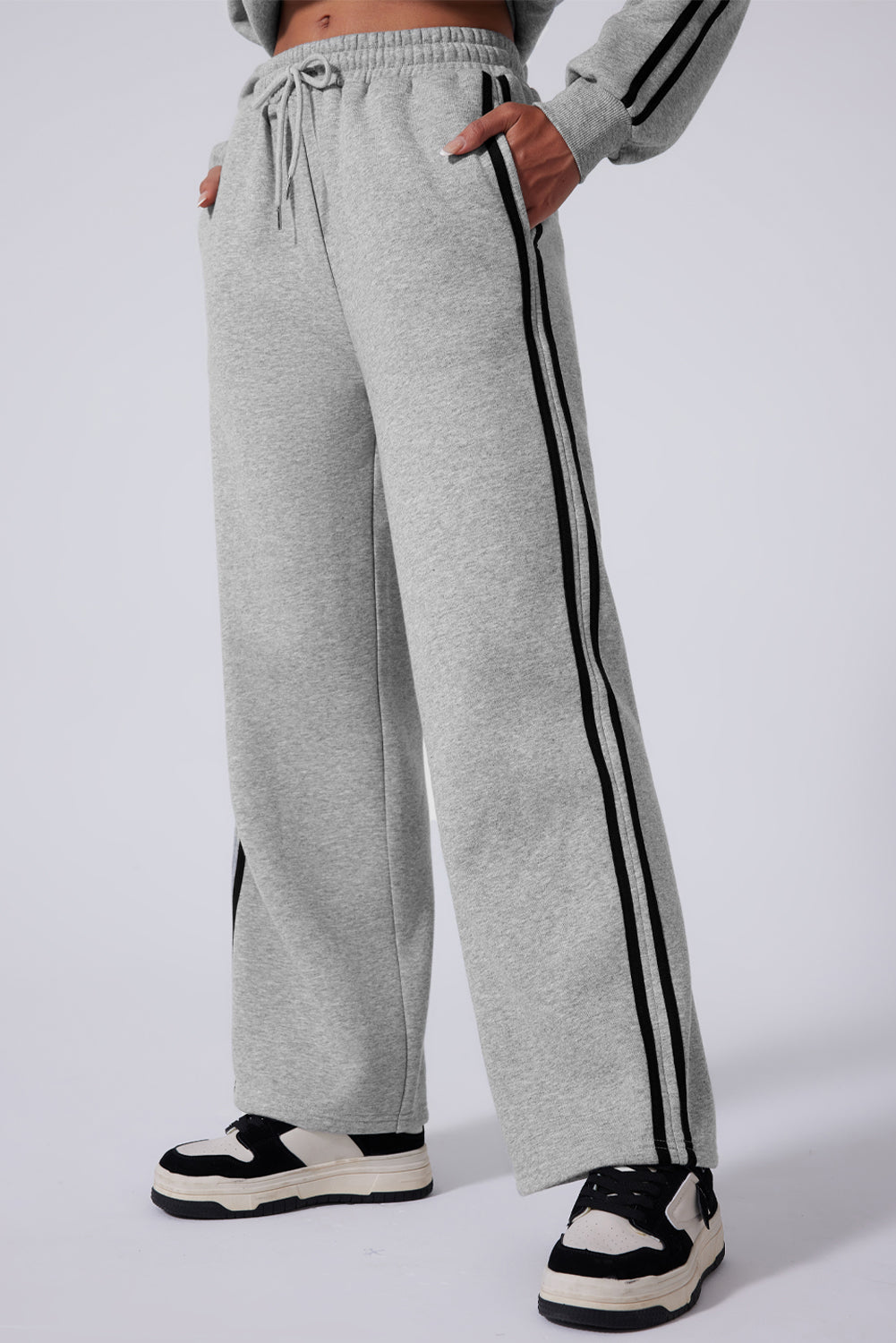 Light grey striped activewear set