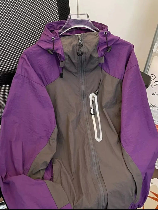 Men's Color Block Windproof Hooded Jacket Simply Love