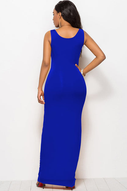 Scoop Neck Wide Strap Maxi Dress.