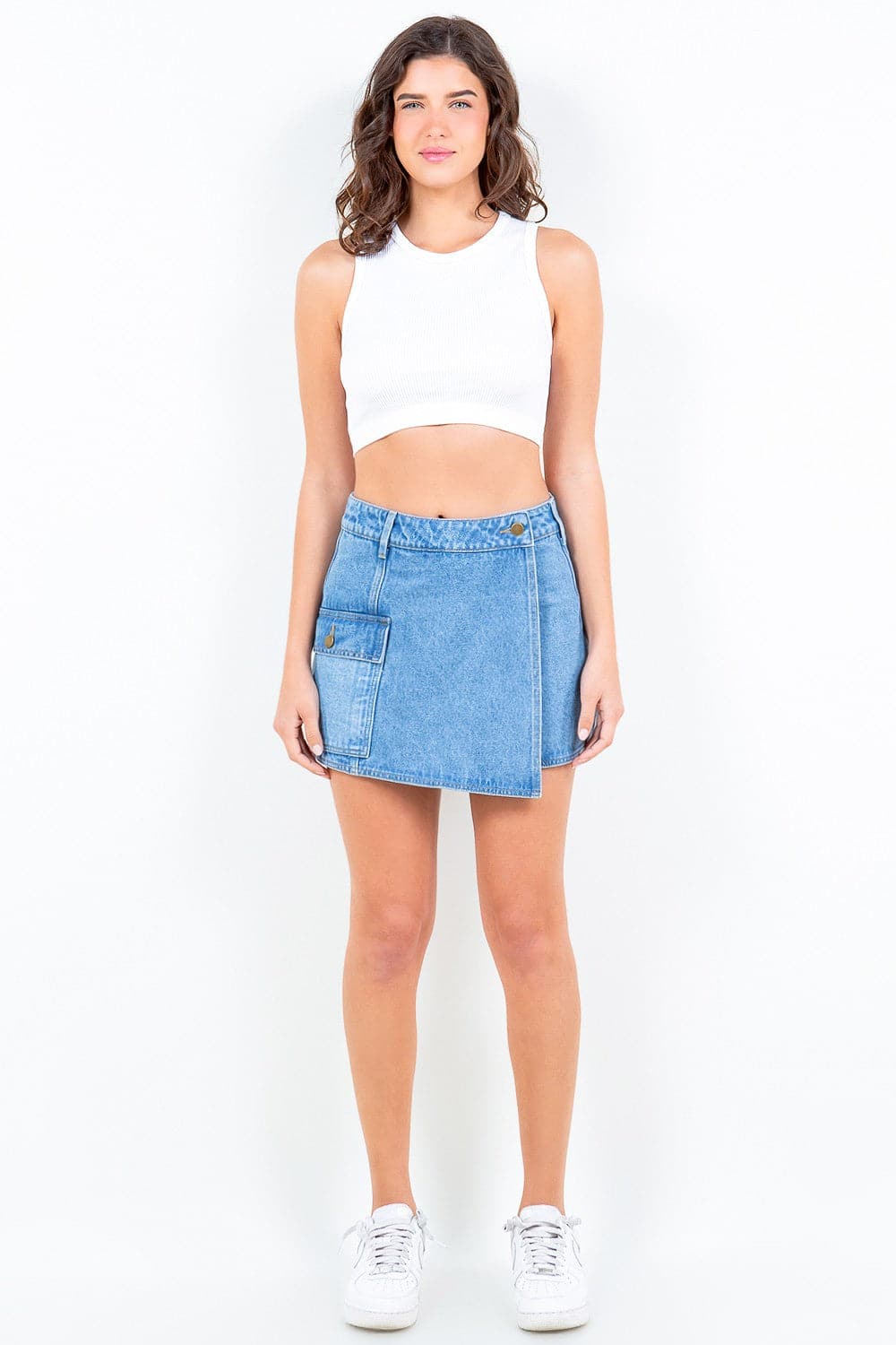 Trendy cargo pocket skort, mini