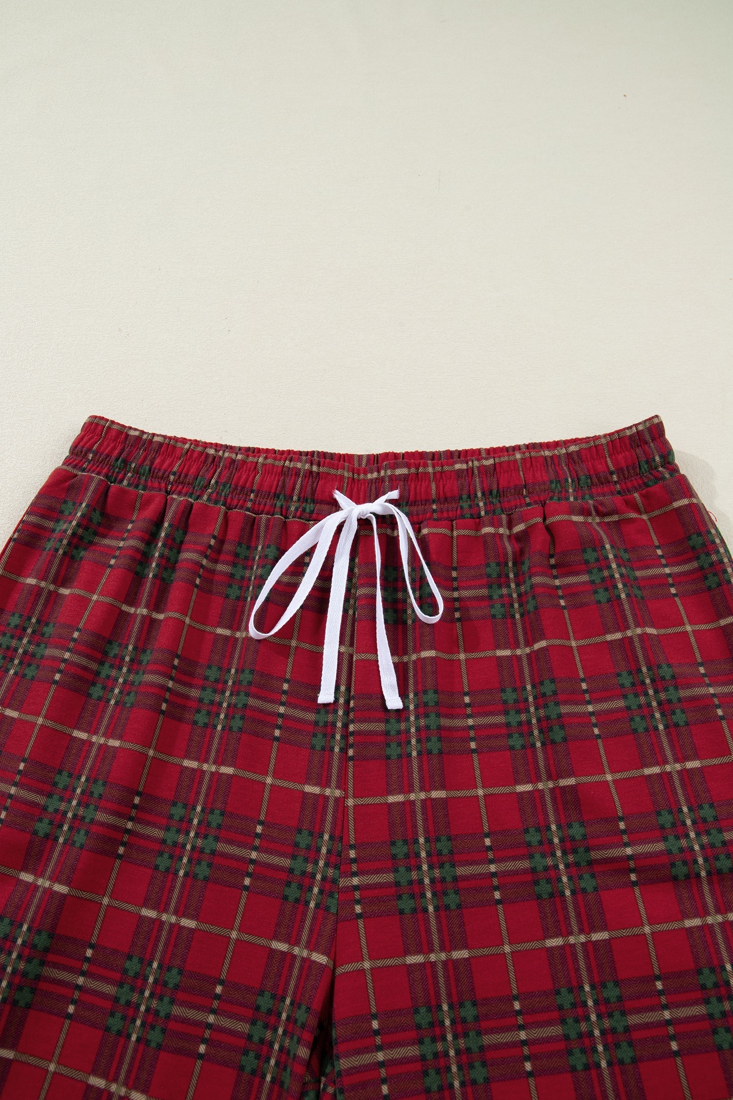 Red Plus Size Plaid Short Sleeve Shirt And Loose Pants Two Piece Pajama Set Cozy Sleepwear For Nighttime Comfort Dear-Lover Dropshipping