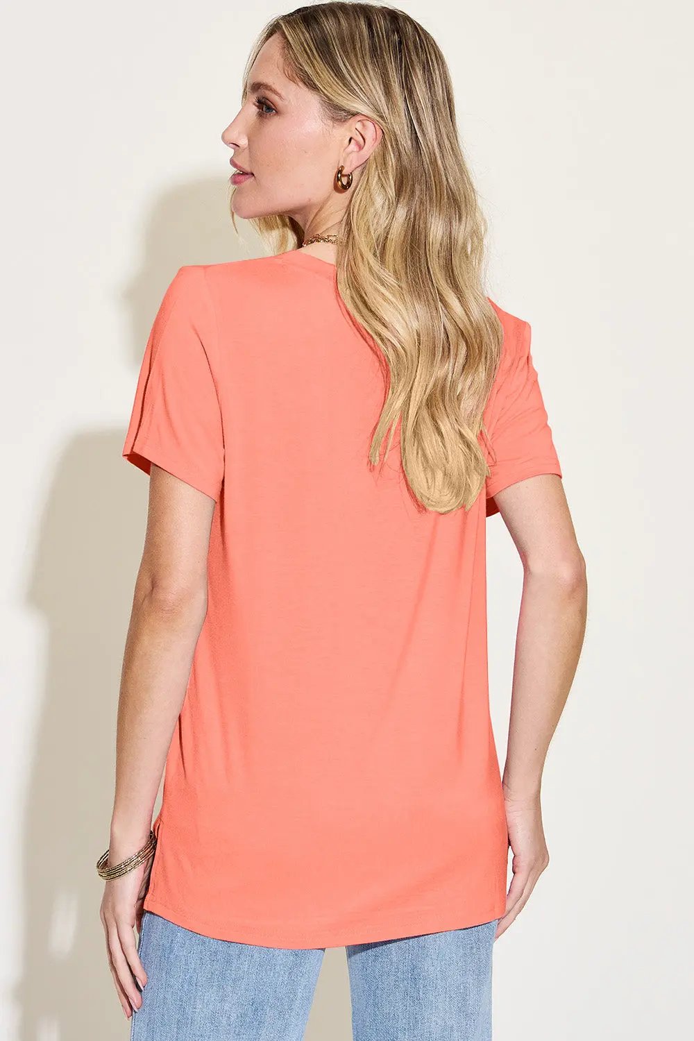 Basic Bae Bamboo Full Size V-Neck High-Low T-Shirt - Love Salve