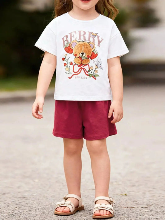 Children's Bear Graphic T-Shirt & Shorts Set Simply Love