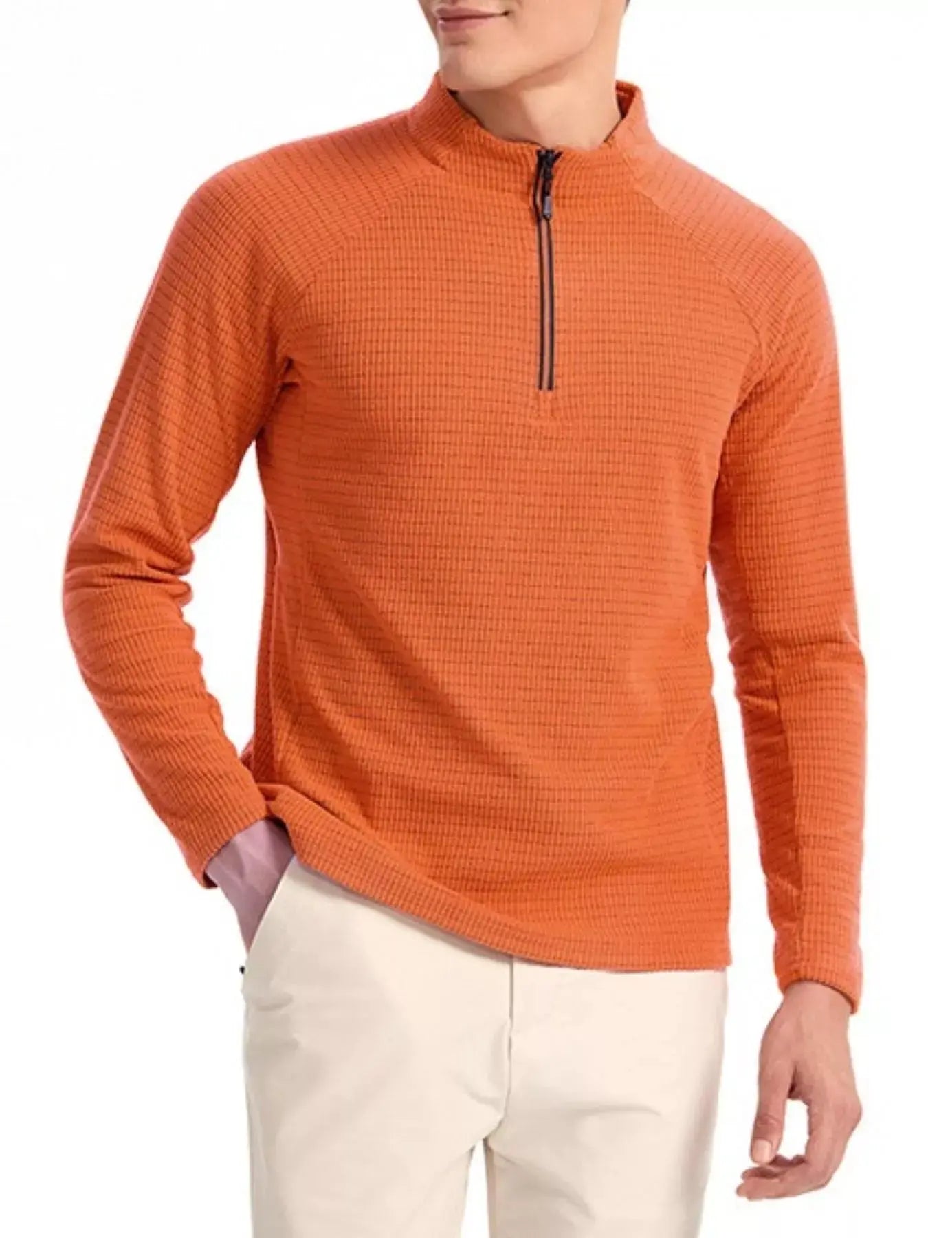 Men's Plus Size Textured Quarter-Zip Long Sleeve Top Simply Love
