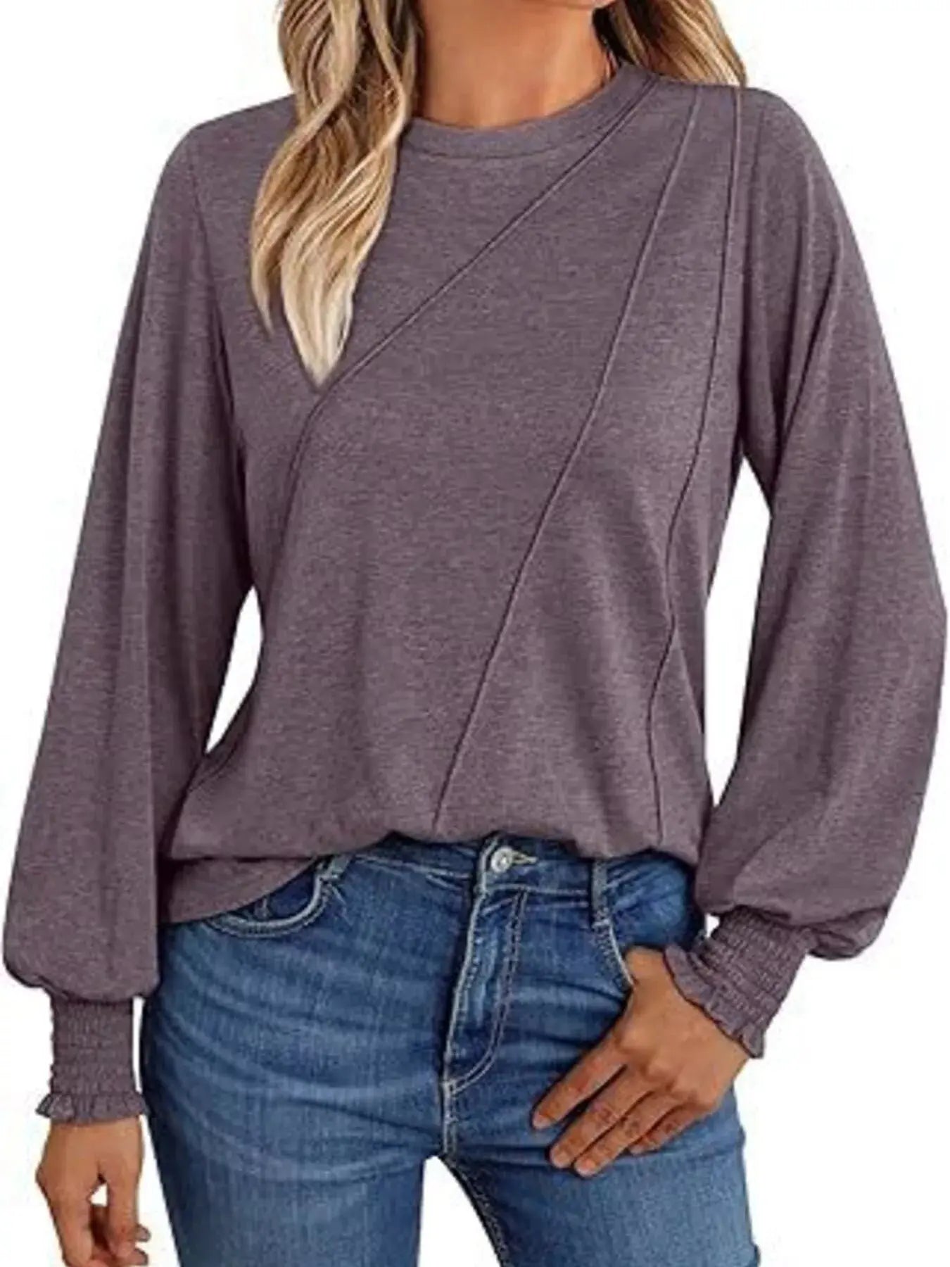 Round Neck Long Sleeve Top Simply Love
