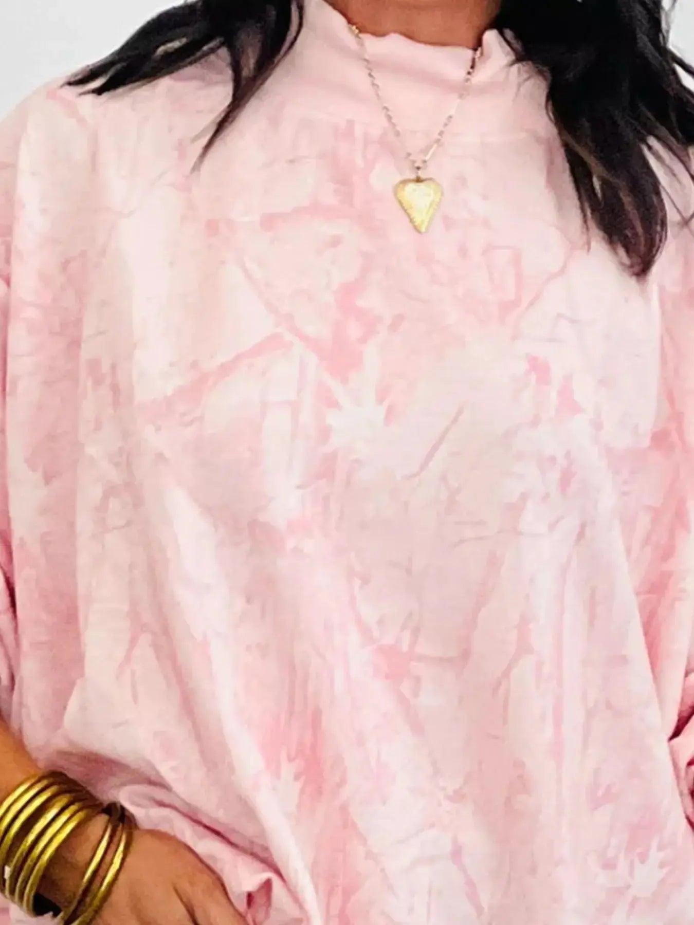 Tie-Dye Oversized Mock Neck Sweatshirt Simply Love
