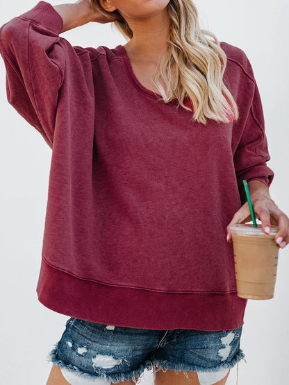 Chic backless long sleeve sweatshirt with round neck