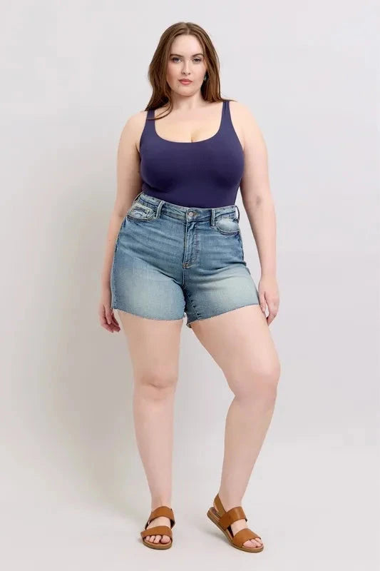 Judy Blue Full Size High Waist Star Seam Detail Denim Shorts Plus Size Coco’s Tee Boutique