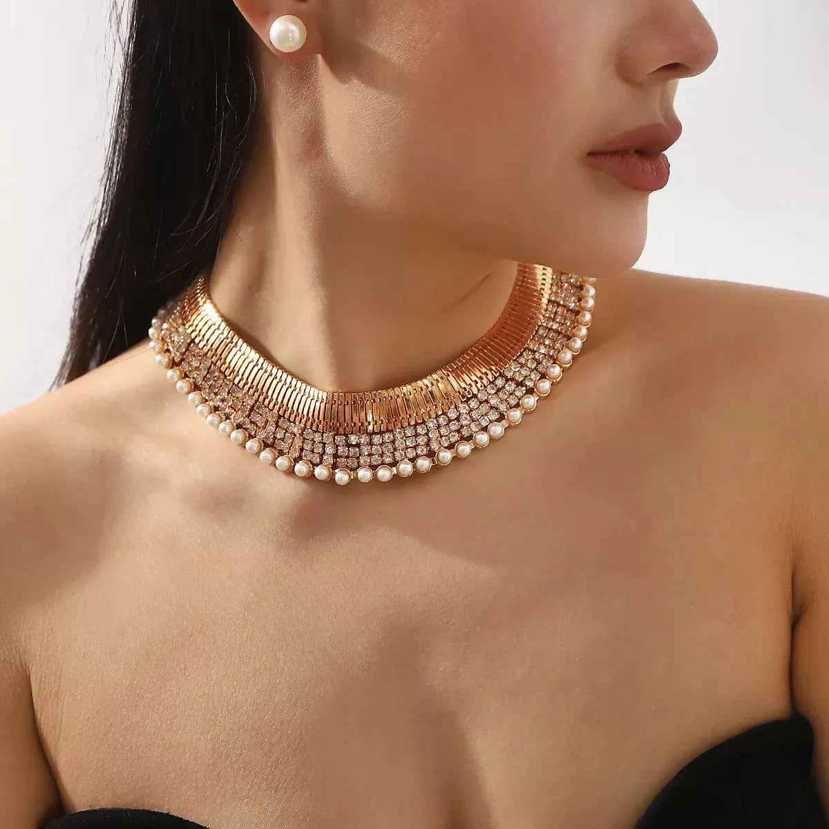 18K Gold-Plated Pearl Earrings and Necklace Jewelry Set Simply Love