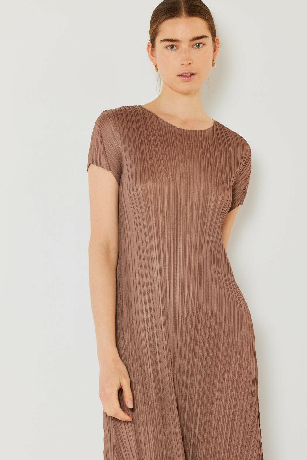 Marina West Swim Pleated Cap Sleeve A-Line Dress.