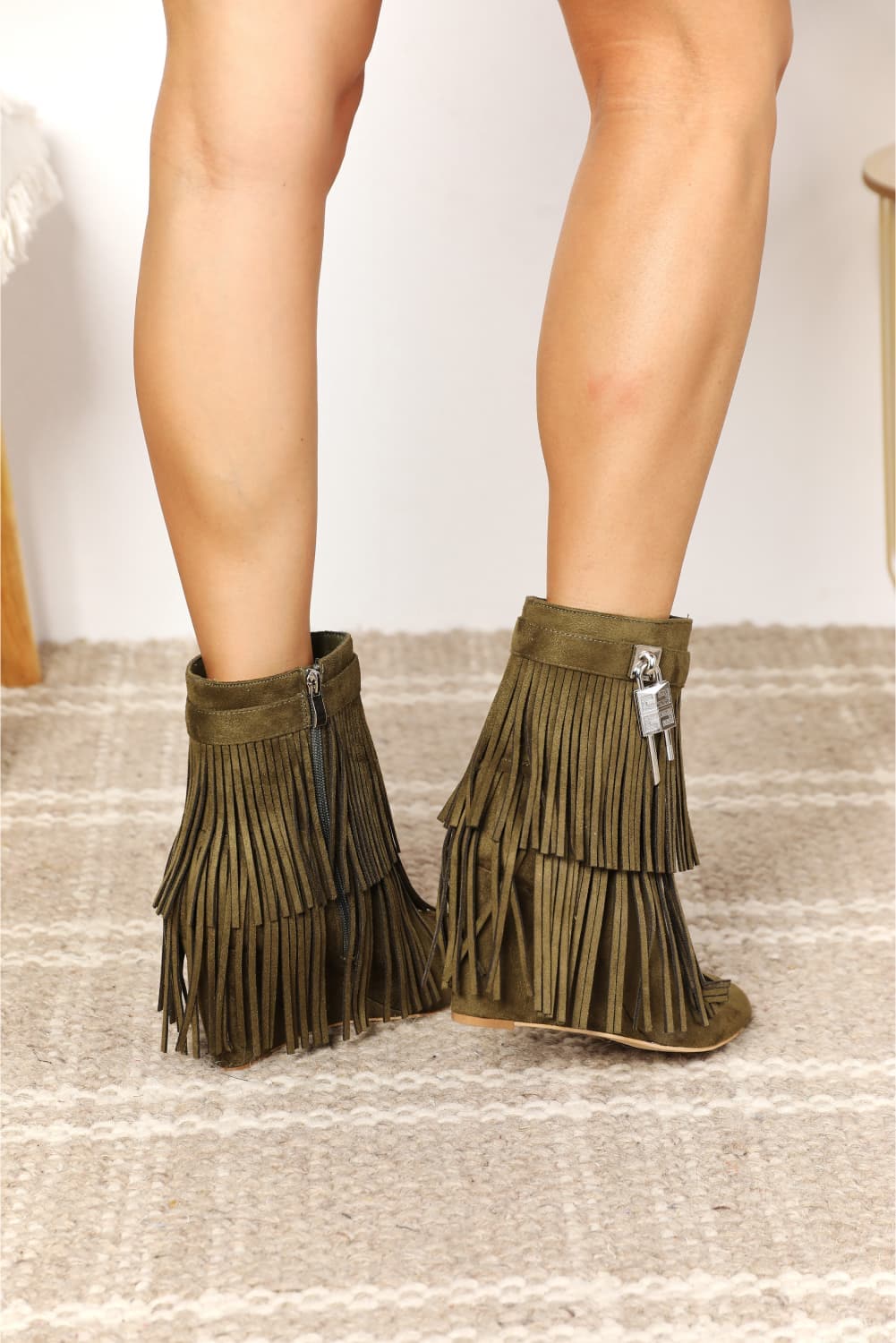 Legend Women's Tassel Wedge Heel Ankle Booties.