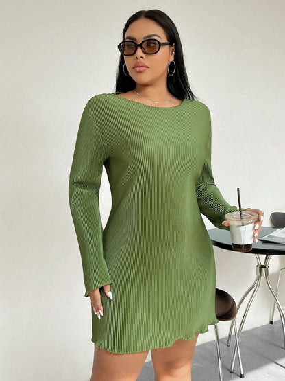 Chic honey plus size lettuce hem long sleeve dress