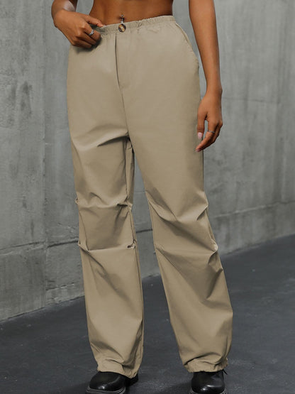 Versatile Pocketed Stretch Waist Pants